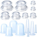 16 Pcs Silicone Cupping Therapy Set Anti Cellulite Cup Vacuum Suction Massage Cup Silicone Cupping Therapy Set for Cellulite Reduction Myofascial Release Massage Therapist Home Use (Clear)-Ruum Studio Home