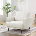 Oversized Accent Chair for Living Room Chairs Reading Arm Chair Comfy Modern Single Sofa Side Chairs with Metal Legs & Soft Cushion for Bedroom, Balcony,Waiting Room (Polyester, Pearl White)-Ruum Studio Home