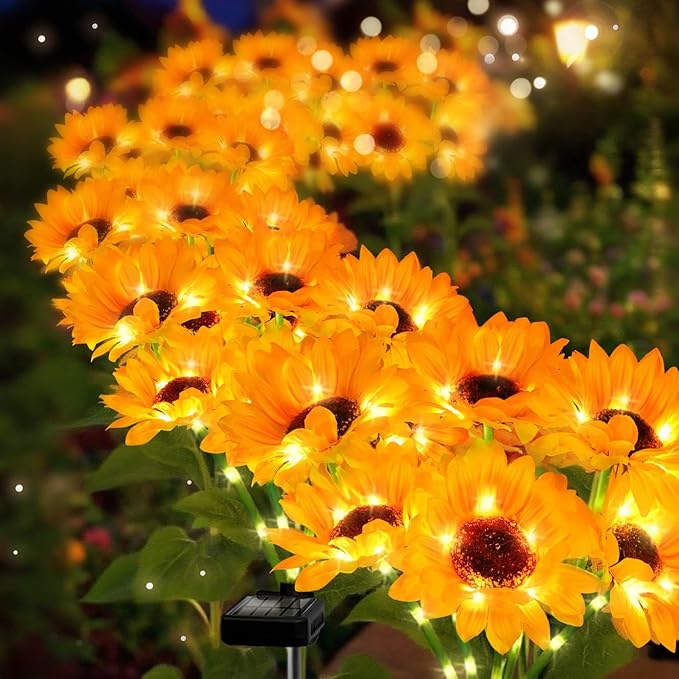 Solar Sunflower Lights 6 Pack with 36 Sunflower Solar Lights Outdoor Garden Decor Birthday Gift for Mom Women Grandma,Waterproof Solar Flower Garden Stake Lights for Yard Landscape Patio Lawn Pathway-Ruum Studio Home