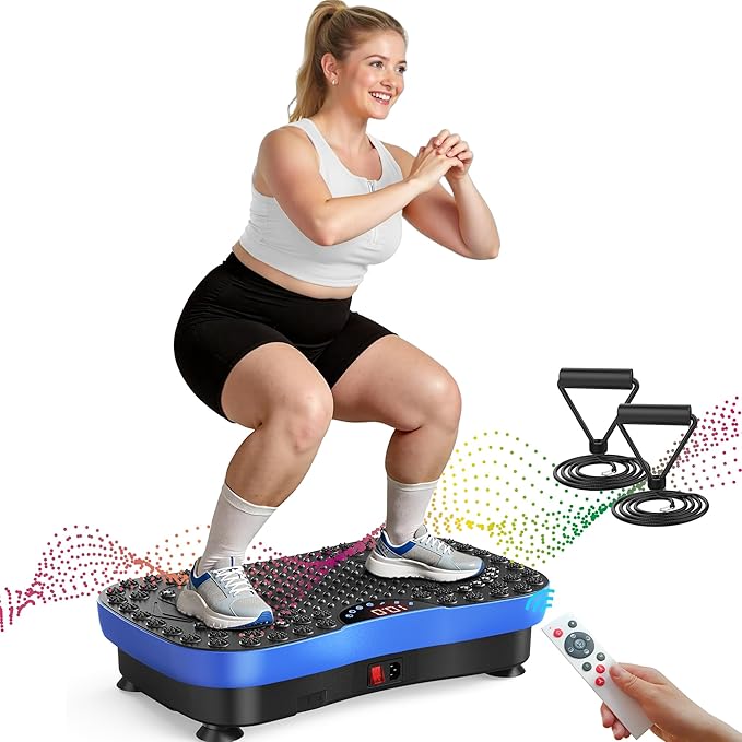 AXV Vibration Plate Exercise Machine Whole Body Workout Portable Mini Vibrate Fitness Platform Lymphatic Drainage Machine for Weight Loss Shaping Toning Wellness Home Gyms Workout (Mini)-Ruum Studio Home