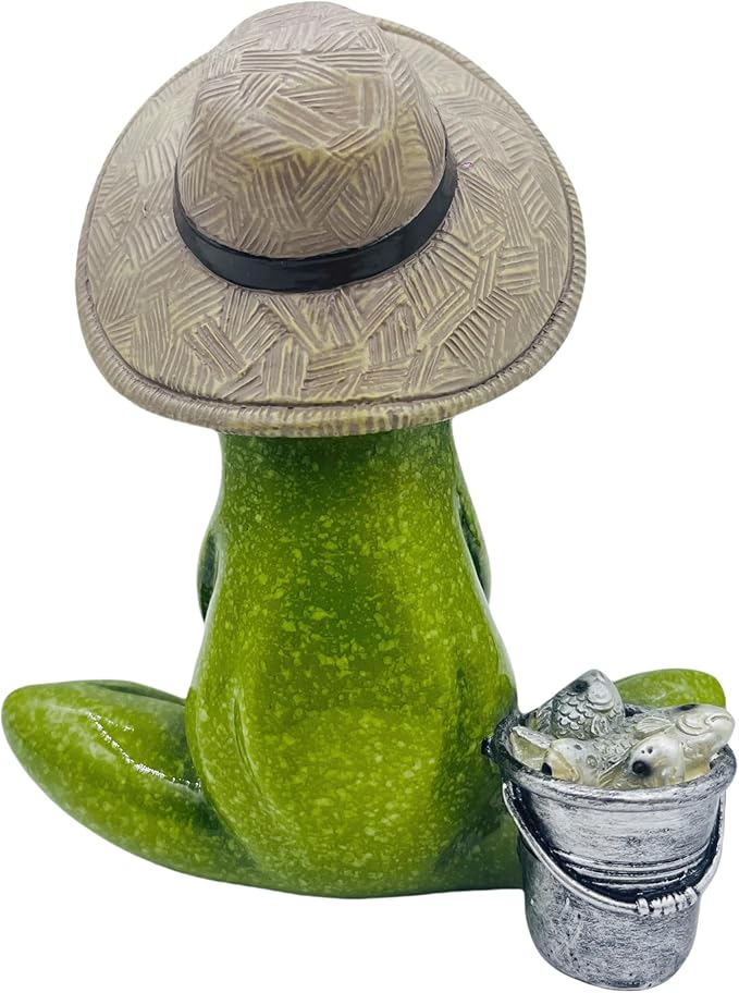Frog Fishing Decor, Summer Garden Statues, Ocean Beach Decorations, Home Bookshelf Desktop Statues Shelves Bathroom Decorative Ornaments Gift (Frog Fishing)-Ruum Studio Home