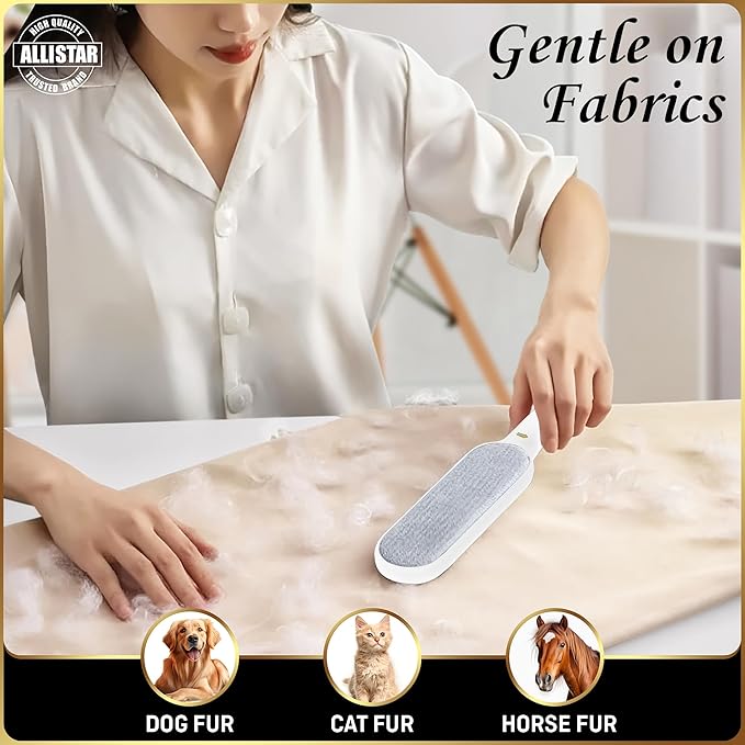 Lint Brush, Pet Hair Remover, Lint Remover for Clothes, Sofa, Carpets, Car Seats. Cat Hair Remover. Dog Hair Remover Laundry. Double-Sided. Reusable. Self-Cleaning Base. ALLISTAR (Snow Peak White)-Ruum Studio Home