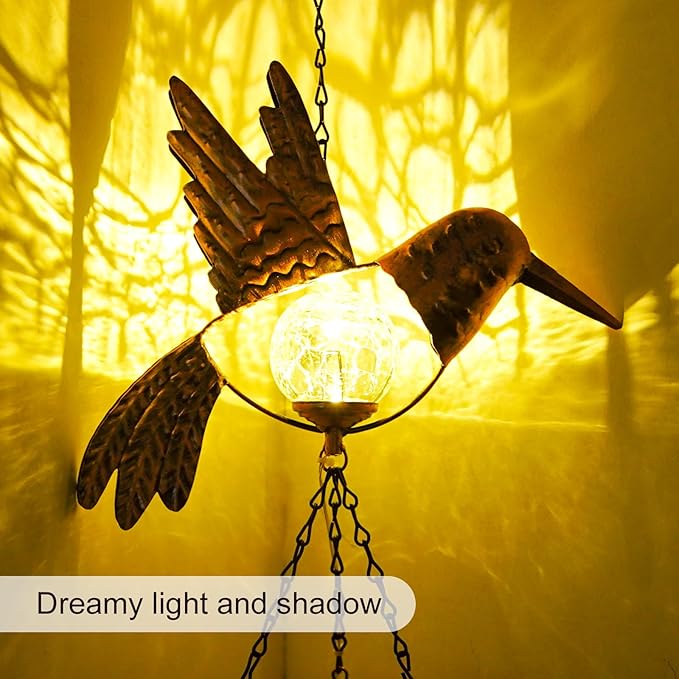 Wind Chimes Outdoor Indoor Decor: Birthday Gifts for Mom Grandma - Outside Lights for Garden Yard Patio Porch (Hummingbird)-Ruum Studio Home