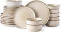 GBHOME Ceramic Dinnerware Sets for 8, 24 Pieces Stoneware Plates and Bowls Sets, Scratch Resistant Dishes, Dishwasher & Microwave Safe, Reactive Glaze-Cappuccino-Ruum Studio Home