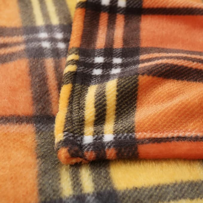 MERRYLIFE Throw Blanket for Couch Orange Plaid Chair Throw Blanket| Soft Decorative Ultra-Plush Colorful| Throw Size Travel Blanket Plush|(50" 60", Harvest Plaid)-Ruum Studio Home