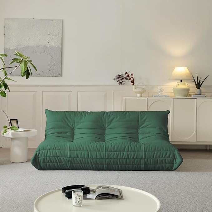 Luxury Sofa Couch Chair, Lazy Floor Seating, Fireside Bean Bag Chair, Ergonomic Tatami Sofa Lounger for Living Room, Bedroom, Office, 3 Seat, Green-Ruum Studio Home