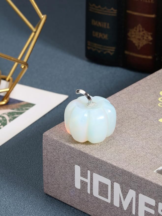 Jovivi Opalite Crystal Pumpkin Figurine, 1.2" Mini Carved Gemstone Pumpkin Statue Decor Healing Stones Decorative Ornaments for Fall Harvest Thanksgiving Halloween Decorations Home Decor-Ruum Studio Home