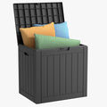 Vixzen 30 Gallon Resin Deck Box - Lockable Outdoor Storage for Patio Cushions, Garden Tools, Pool Supplies，Black-Ruum Studio Home
