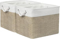 TcaFmac Organization and Storage Basket for Shelves - 16x12x12 inch Large 2 Pack Collapsible Storage Bins for Organization, Fabric Storage Cubes for Box Cloth Toy Books Kids (White & Khaki)-Ruum Studio Home