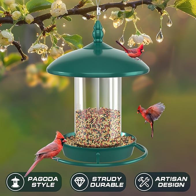Pack of 2 Bird Feeder for Outdoor Hanging. Green-Ruum Studio Home