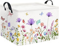 HIYAGON Rectangular Baby Girl Basket Kids Baby Storage Basket Toy Storage Bin Organizer Box Room Decor(Purple Flower)-Ruum Studio Home