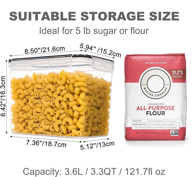 Medium Food Storage Containers with Lids Airtight 3.6L /121.7Oz, for Flour, Sugar, Baking Supply, 3PCS BPA Free Plastic Canisters for Kitchen Pantry Organization-Ruum Studio Home