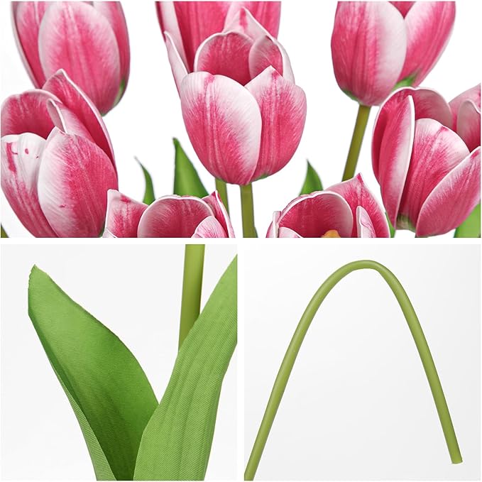 Artificial Tulips Flowers – 20" Long Stem Faux Tulips, 10PCS Real Touch Fake Red Tulip for Vase, Farmhouse, Kitchen, Spring & Wedding Home Decor-Ruum Studio Home