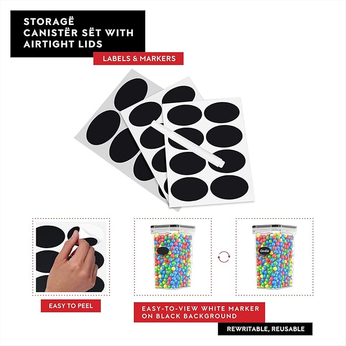 DWËLLZA KITCHEN Airtight Food Storage Container Set - 6 Pieces 2.0L - Plastic BPA Free Kitchen Pantry Storage Containers - Dishwasher Safe - Include 8 Labels and Marker - Keeps Food Fresh & Dry-Ruum Studio Home