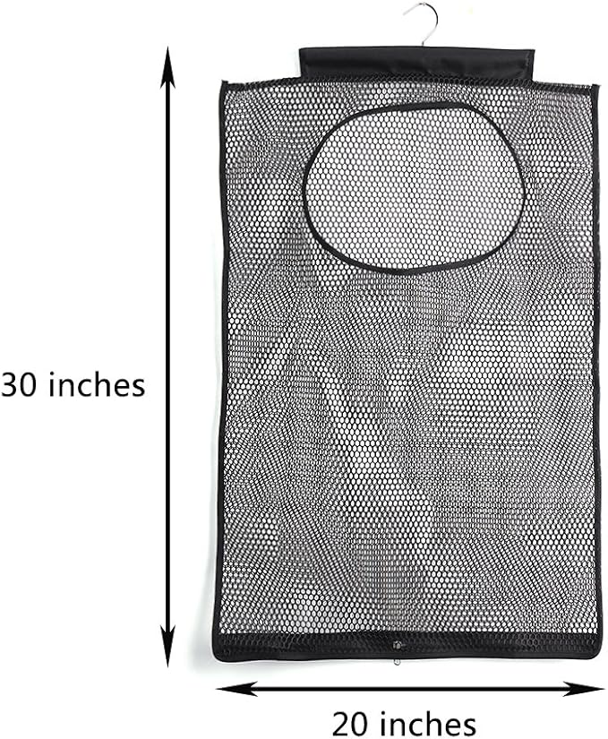 ALYER Breathable Mesh Laundry Hamper,Foldable Hanging Closet Storage Basket,Portable Space Saving Dirty Clothes Bag (Black)-Ruum Studio Home