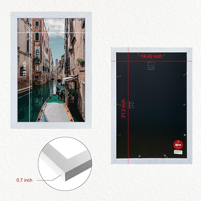 VCK Poster Frames 13x19 White 3 Pack, Solid Wood Picture Frames for Wall Mounting Hanging Art and Puzzle Frame-Ruum Studio Home