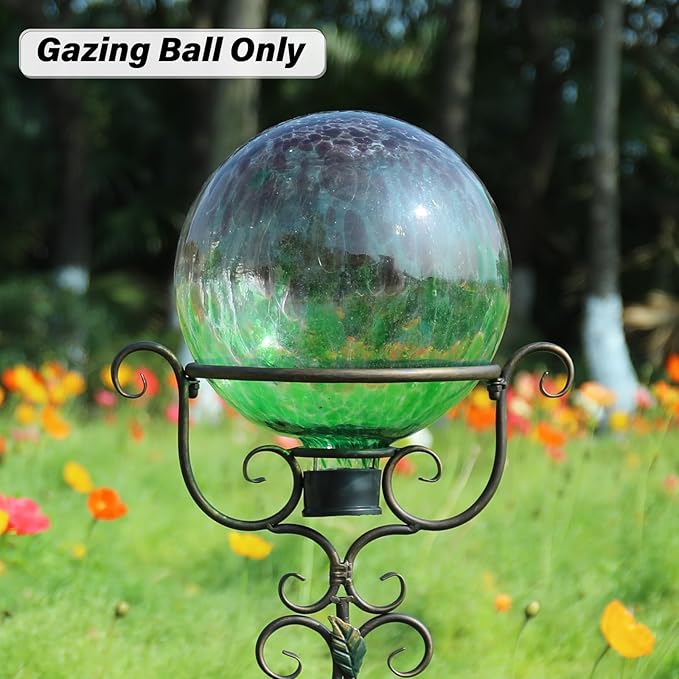 Gazing Ball 10 Inch Glass Reflective Garden Globe Outdoor Gazing Globe Sphere Yard Ornament for Garden Yard Home Outdoor Decoration Gift for Women (Green)-Ruum Studio Home