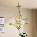 20" Modern Crystal Chandelier, 5-Light Gold Dinning Room Light Fixtures Over Table, Hanging Round Pendant Chandelier for Kitchen Island Entryway Bedroom Office Bathroom Stairwell-Ruum Studio Home