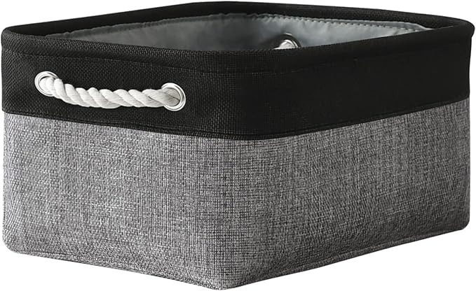 TheWarmHome Storage Basket for Organizing - 1 Pack 14x10x6.7 inch Collapsible Storage Bins for Shelves, Dog Toy Bin for Closet Organizer laundry Gift Cloth Nursery (Grey & Black)-Ruum Studio Home