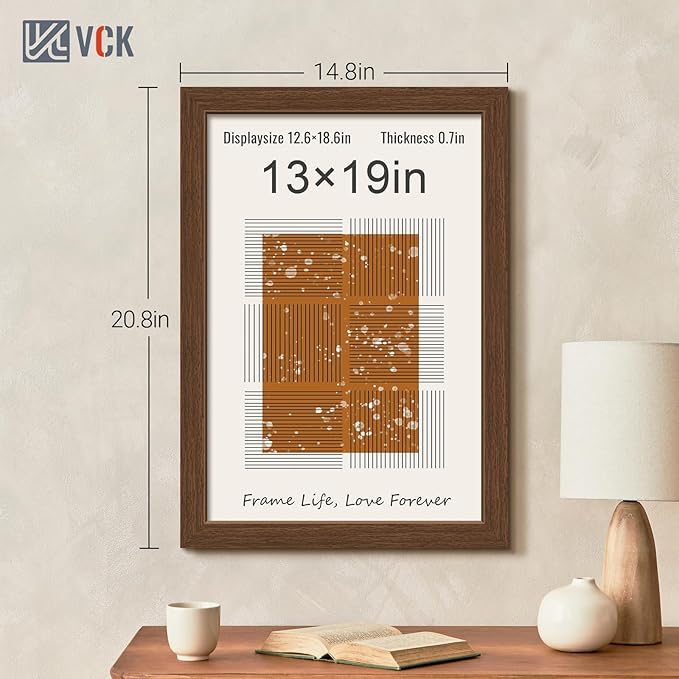 VCK 13x19 Frame Set of 3 - Brown, Wood Picture Frame with Exclusive Wood Grain, Wall Gallery Frame-Ruum Studio Home