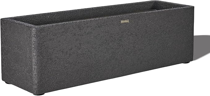 31 Inch Rectangular Concrete Planter,Durable All-Weather Use with Drainage Holes,Large Rectangular Planter for Outdoor Indoor Plants-Ruum Studio Home