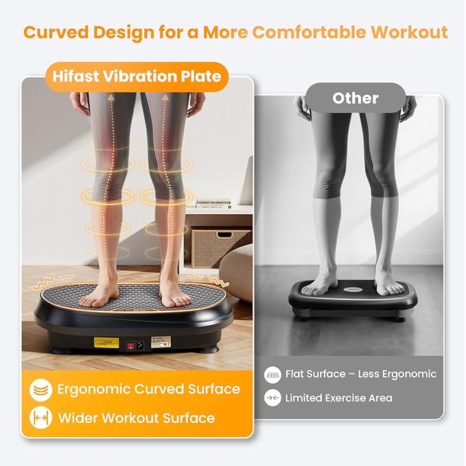 Curved Vibration Plate Exercise Machine, Vibrating Plate 400 lbs Capacity with 9 Auto Modes and 120 Adjustable Speeds, Large LED Display, Touch and Remote Control, Vibration Platform for Home-Ruum Studio Home