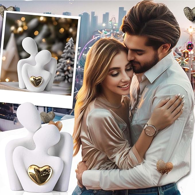 XMGZQ Mini Couple Statue Tv Stand Decor Items for Living Room Home Decor,Bedroom Decor for Couples Sculpture for Anniversary Wedding,Love Gifts for Couples 2025,Knick Knacks for Shelves-Ruum Studio Home