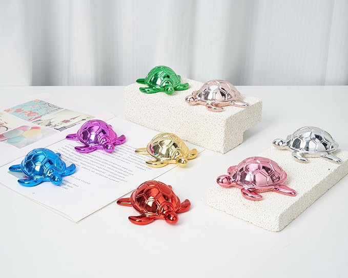 Small Sea Turtle Statue 4 inch Shiny Pink Accent Knick Knacks Paperweight for Bathroom Home Office Shelf Desk Table Decor, Cute Sea Turtle Gifts for Women-Ruum Studio Home