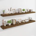 Marsmiles 72" Floating Shelves for Wall, Wooden Shelves with Invisible Brackets Set of 2, Rustic Farmhouse Wall Mounted Shelf for Kitchen Bathroom Living Room Study, Rustic Brown-Ruum Studio Home