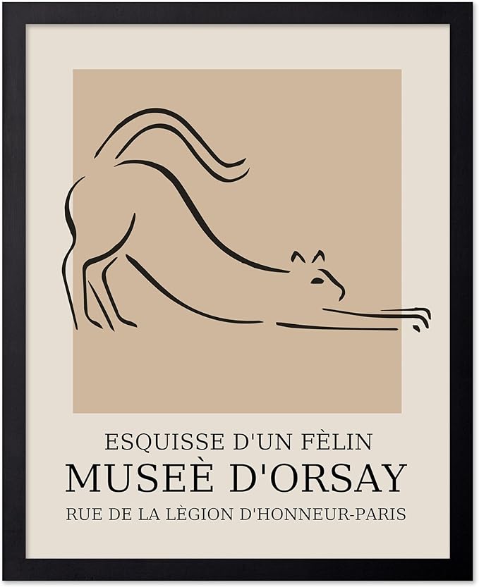 Poster Master Vintage Poster - Retro Cat Print - Line Drawing Art - Sketch Art - Gift for Boys, Girls & Animal Lover - Cute Decor for Bedroom, Kid's Room or Nursery - 16x20 UNFRAMED Wall Art-Ruum Studio Home