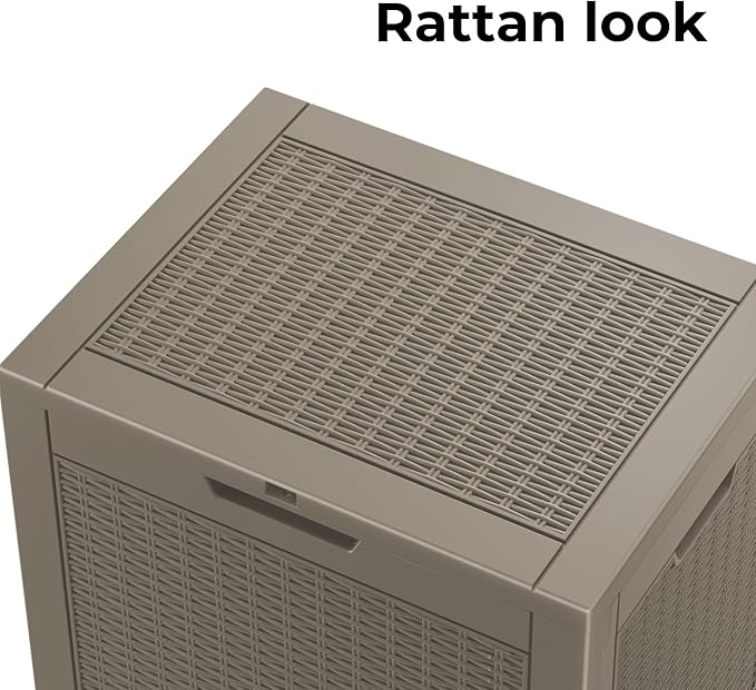 Vixzen 31 Gallon Resin Deck Box - Lockable Outdoor Storage for Patio Cushions, Garden Tools, Pool Supplies，Grey-Ruum Studio Home