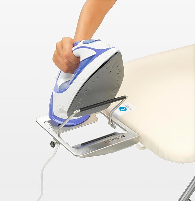 Brabantia Size C Ironing Board (49 x 18in) 7 Height Options, Adjustable Steam Iron Rest Holder & Linen Rack (Ecru) Non-Slip Feet, Anti-Collapse Child Locks-Ruum Studio Home