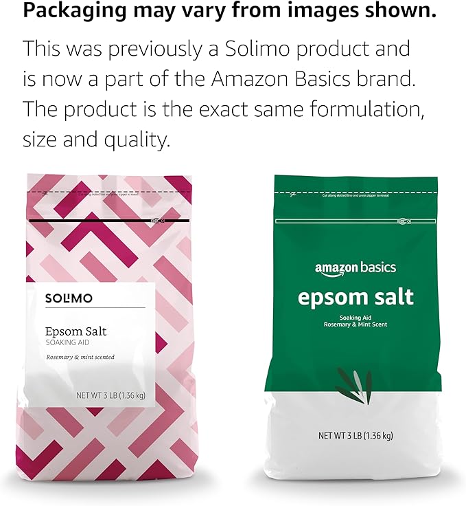 Amazon Basics Epsom Salt Soaking Aid, Rosemary & Mint Scent, 3 pound (Pack of 1) (Previously Solimo)-Ruum Studio Home