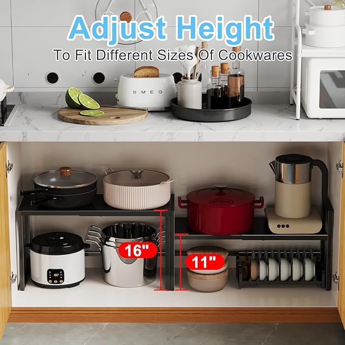 Expandable Metal Storage Shelves,110LBS Heavy Duty Shelving Units and Storage For Small Appliance, Adjustable Metal Storage Shelf Rack For kitchen Cabinet Closet Pantry Warehouse Garage,Patent Pending-Ruum Studio Home