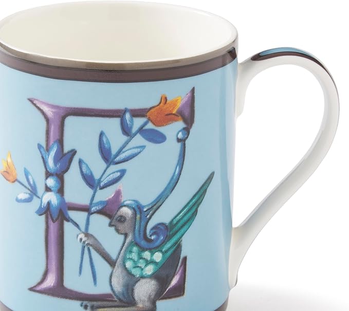 Spode Kit Kemp 12oz Mug in Fine China, E Initial - Custom Coffee Cup for Hot Beverages, Personalized Gift Idea for Her, Him, Friends, Coffee Lovers - Stylish Letter Mug for Daily Use, Dishwasher Safe-Ruum Studio Home