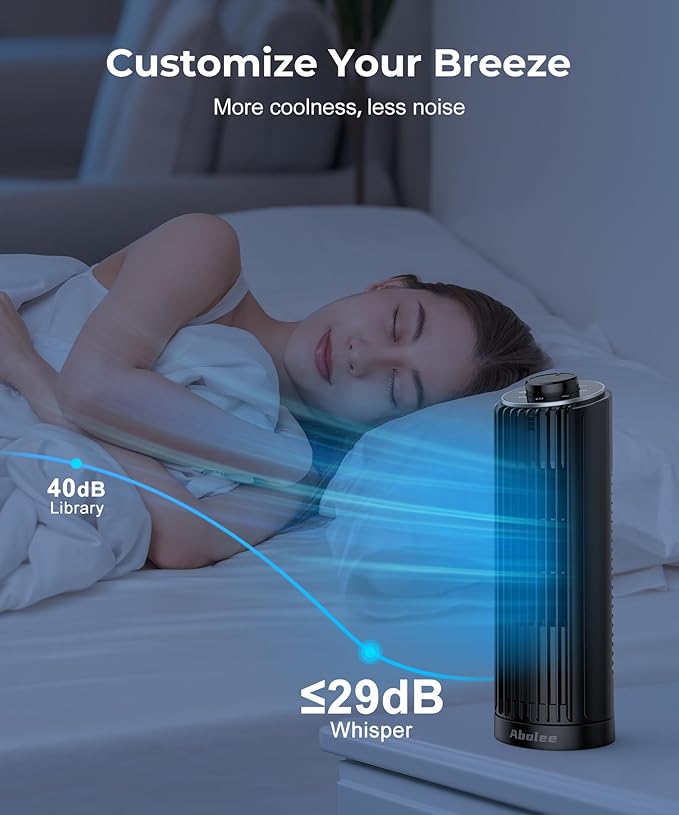Abolee Tower Fan, 23ft/s Desk Fan, 70° Oscillating Table Fan for Bedroom, Standing Table Fan with 3 Modes, 2024 New 13 Inch Bladeless fan for Bedroom, Home,Office-Ruum Studio Home