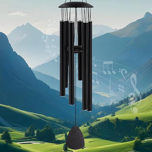 Wind Chimes for Outside, Large Aluminum Wind Chimes – Deep Tones & Soothing Melodies Ideal for Garden, Patio Decor, and Windchimes Outdoors for Loss of Loved One (32'' Black)-Ruum Studio Home