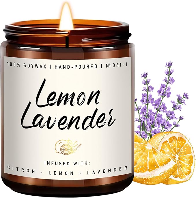 Auelife Scented Candle for Home | Lemon Lavender Candle | Aromatherapy Candles - Soy Candles for Home Scented, Gifts for Women Men, Lemon Fragrance -7oz, Single-Wick-Ruum Studio Home