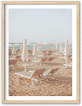 HesenDot Natural OAK Wood Framed Italy Beach Wall Art,12x16in Amalfi Coast Canvas Wall Print,Positano Seascape White Beach Chair Wall Decor for Living Room, Bedroom,Office Gallery Set of 1-Ruum Studio Home