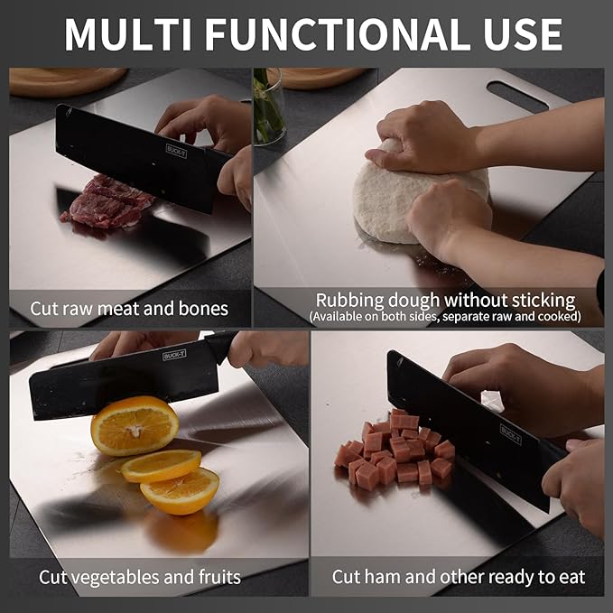 Katuchef Titanium Cutting Board 2025 New Upgrade Pure Titanium Cutting Boards for Kitchen Double Sided Cutting Boards Non Toxic,Hygiene Durable Chopping Board Suitable for Dishwasher Safe(13.38*9.05)-Ruum Studio Home