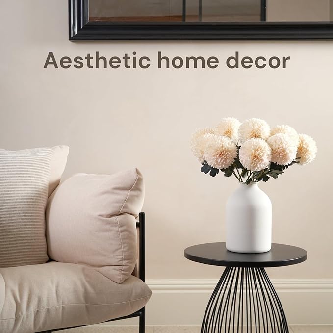 Large Kiku Flower Beige 10 Stems, Silk Flowers Bulk Boho Bouquet, Large Artificial Flowers, Tall Flowers With Long Stems, Realistic faux flowers Neutral Home Decor, Flores Artificiales Para Decoracion-Ruum Studio Home