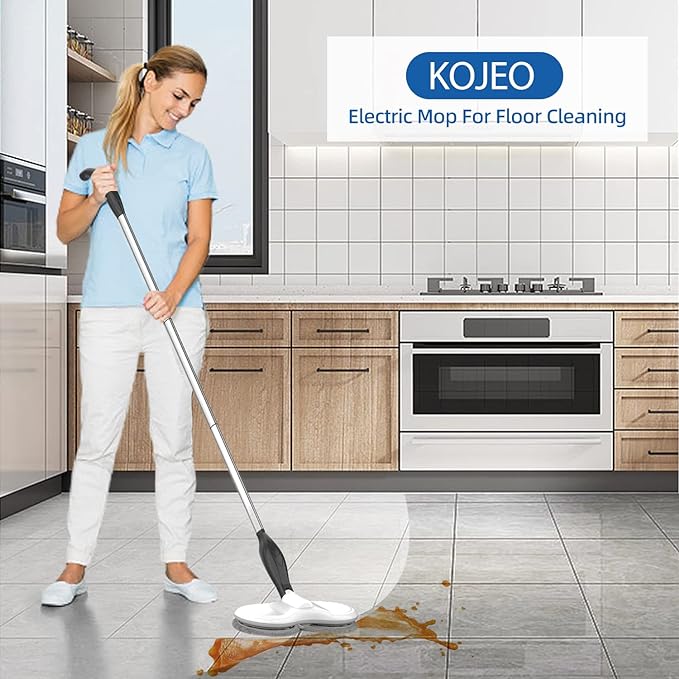 Electric Mop for Floor Cleaning, As Seen On TV, Cordless Spin Mopper Motorised Electric Mops for Hardwood Tile Laminate Floor Daily Light Cleaning (No Water Tank)-Ruum Studio Home