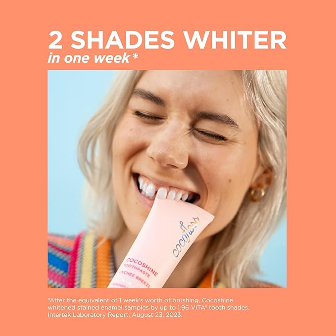 Cocofloss Cocoshine Whitening Toothpaste, Remineralize & Repair Sensitive Teeth, Fluoride-Free with n-HA, Kid-Friendly, Lychee Breeze, 3.4 oz-Ruum Studio Home
