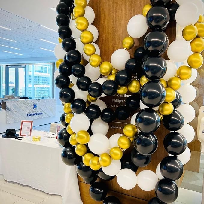 Black and White Quick Link Balloons, 100PCS Latex Linking Balloons for Making Balloon Wall Balloon Arch Balloon Chains and Wedding Birthday Baby Shower Engagement Graduation Party Decorations (10inch)-Ruum Studio Home