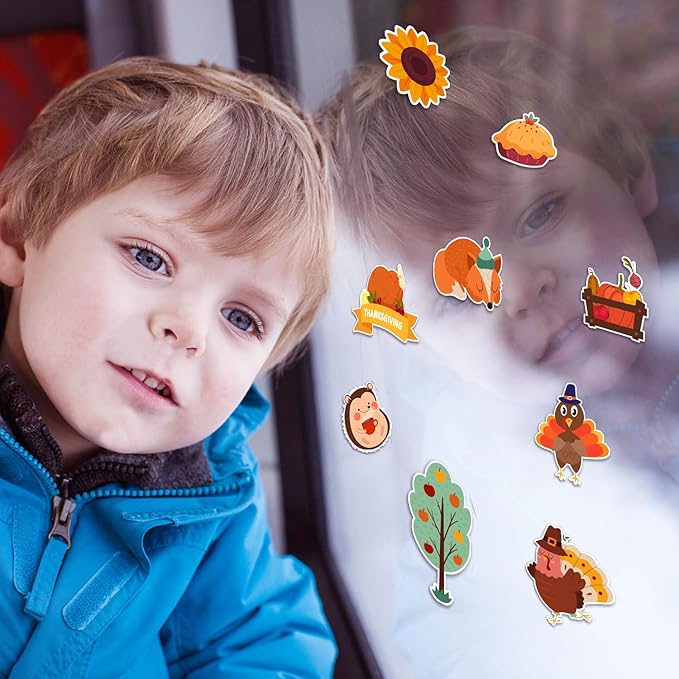 Window Clings Stickers for Kids Window Gel Clings Decals Thick Gel Clings Toddlers and Adults Classroom Home Nursery Airplane Birthday Party Supplies (Fall)-Ruum Studio Home