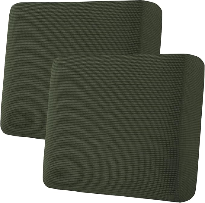 H.VERSAILTEX Super Stretch Individual Seat Cushion Covers Sofa Covers Couch Covers Slipcover Sets Thick Jacquard Textured Twill Fabric (2 Piece Large Sofa Cushion Covers, Olive)-Ruum Studio Home