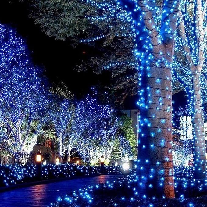 HOME LIGHTING 66ft Christmas Decorative Mini Lights, 200 LED Green Wire Fairy Starry String Lights Plug in, 8 Lighting Modes, for Indoor Outdoor Xmas Tree Wedding Party Decoration (Blue)-Ruum Studio Home