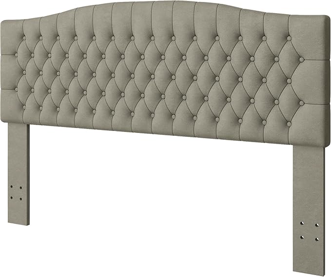 Velvet Upholstered Headboard King/Cal King Size Latest Model Wall Mount, Bed Frame Mount, Featuring High-Density Sponge Padding, Luxury Texture Easy Assembly and Style-Taupe-Ruum Studio Home