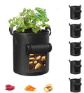 5-Pack 10 Gallon Potato Grow Bags, Garden Planting Bag with Reinforced Handle, Thickened Nonwoven Fabric Pots for Tomato, Vegetable and Fruits-Ruum Studio Home