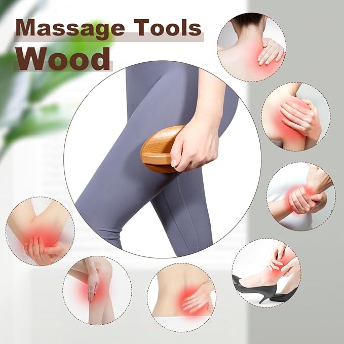 Wood Therapy Fascia Release Massage Tools, Manual Trigger Point Lymphatic Drainage Cellulite Massager, Wooden Massage Brush Gua Sha Body Sculpting Tool, Pain Relief and Body Shaping-Ruum Studio Home